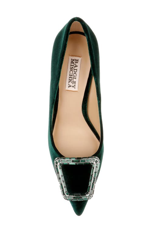 Shop Badgley Mischka Collection Aubree Pointed Toe Pump In Emerald Velvet