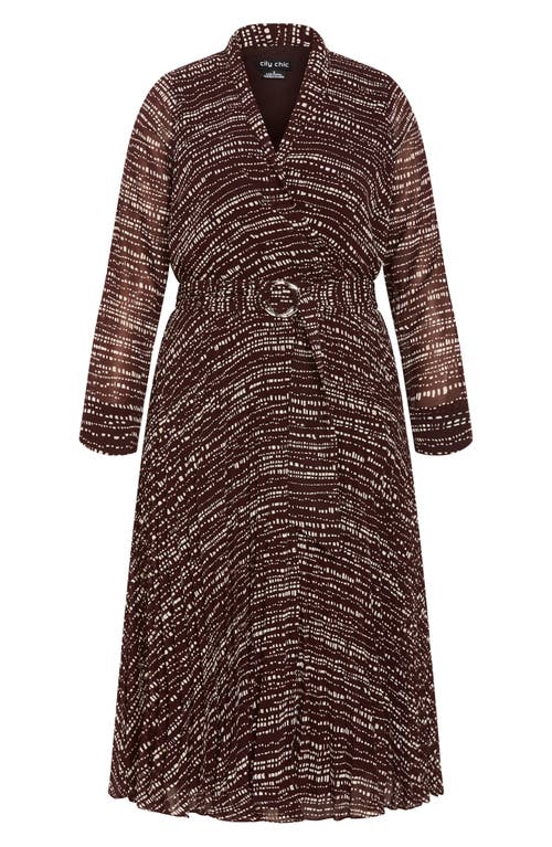Shop City Chic Angel Place Belted Long Sleeve Maxi Dress In Colour Noise