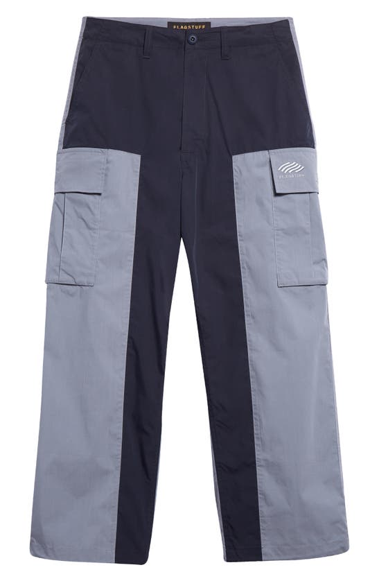 Flagstuff Colorblock Cotton Blend Cargo Pants In Navy X Gray