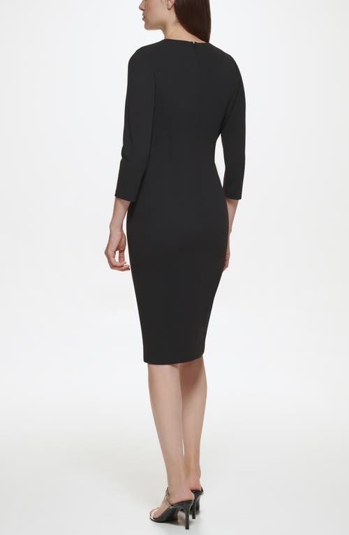 Calvin Klein Womens Crepe Crew Neck Sheath Dress In Black