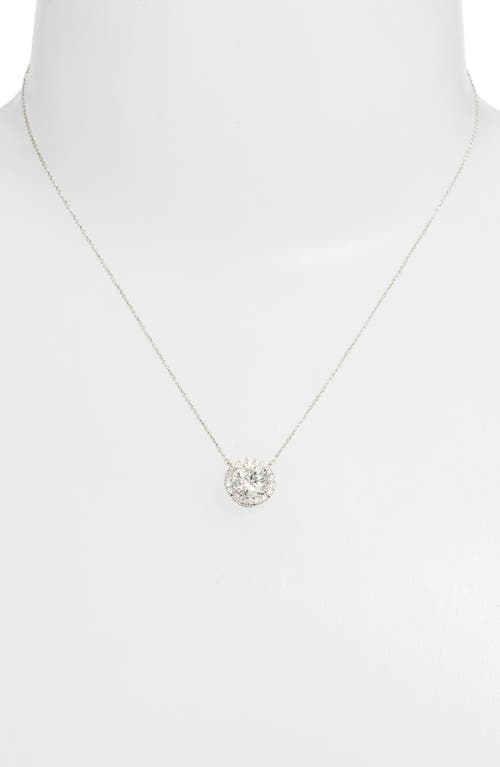 Shop Lightbox 2-carat Lab Grown Diamond Halo Pendant Necklace In White/14k White Gold