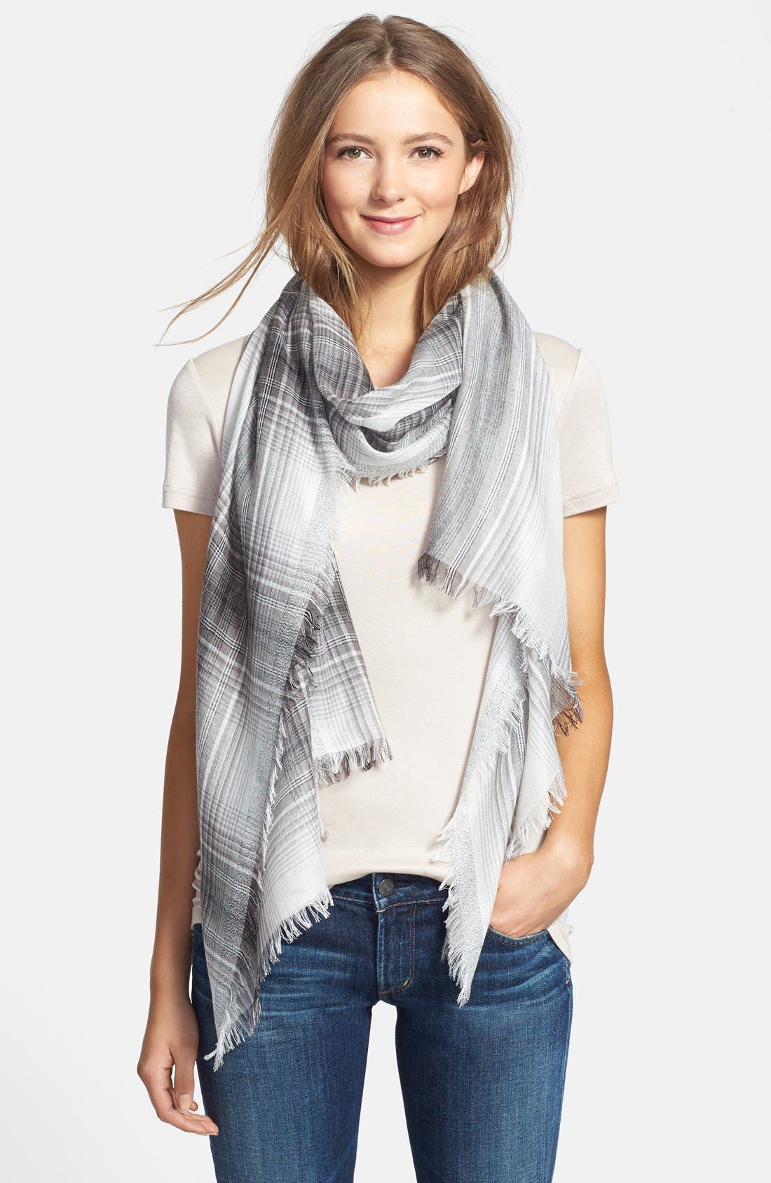 Nordstrom 'Fading Check' Cashmere & Silk Scarf Nordstrom