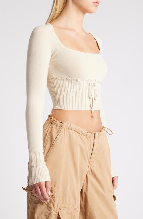 Shop Bdg Urban Outfitters Edison Crop Scoop Neck Rib Sweater In Beige