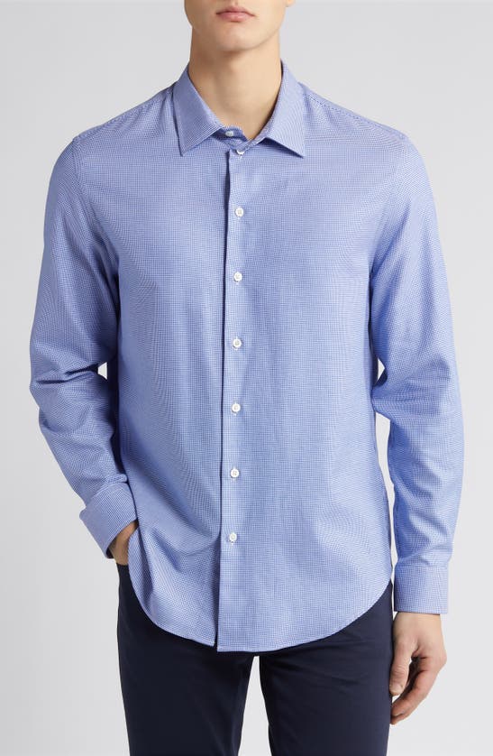 Emporio Armani Microdot Button-up Shirt In Blue