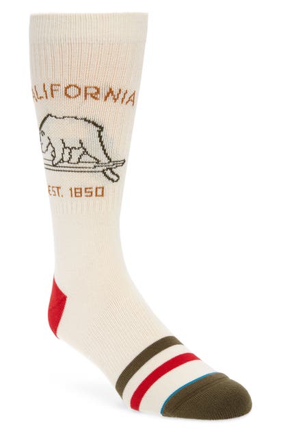 Click to view more detailed imagery on our partner's website Stance California Republic Crew Socks In Cream