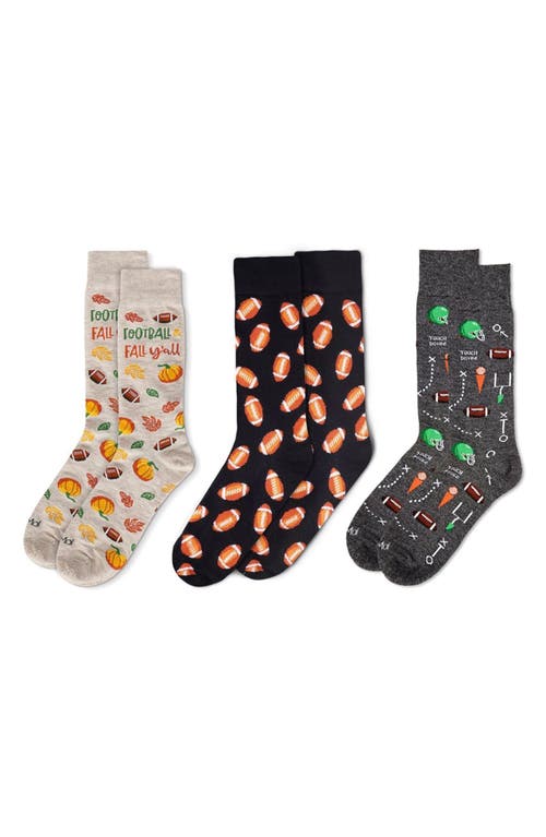 Memoi Sports Assorted 3-pack Crew Socks In Black-natural