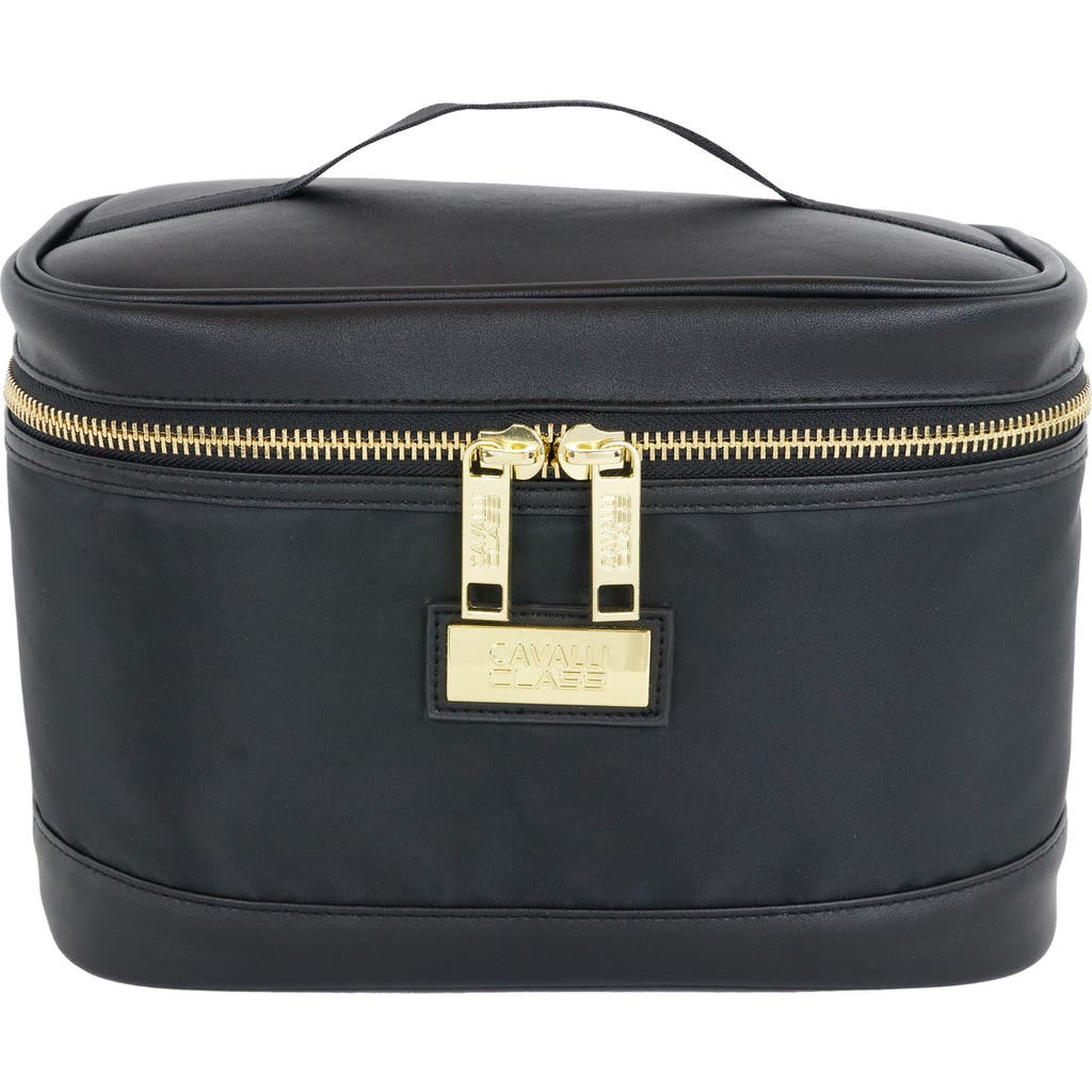 Roberto Cavalli Perfect Cosmetic Bag In Black/gold