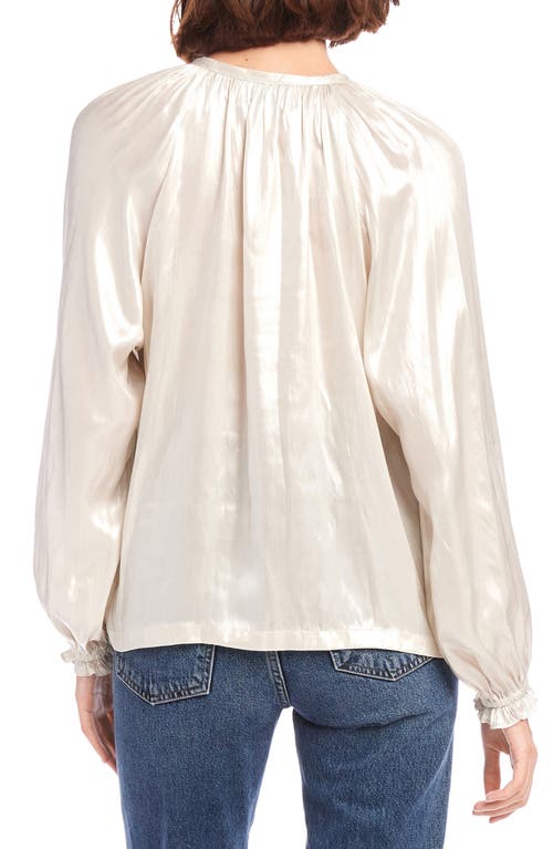 Shop Fifteen Twenty Willow Satin Peasant Top In Beige