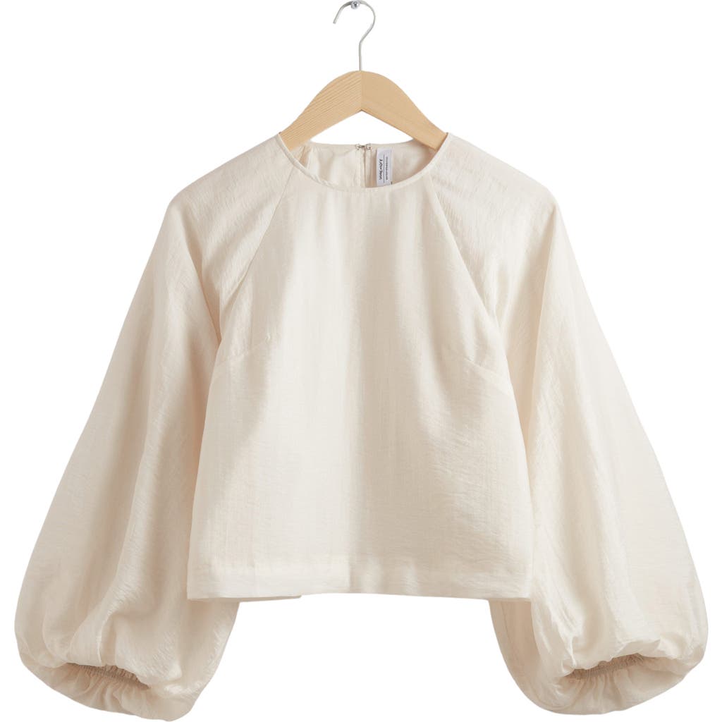 & Other Stories Balloon Sleeve Top In White