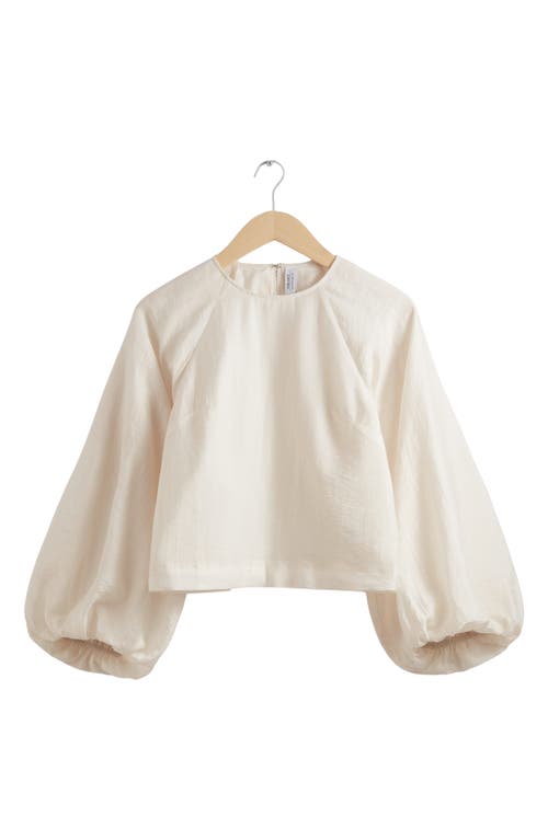 Shop & Other Stories Balloon Sleeve Top In White Dusty Light