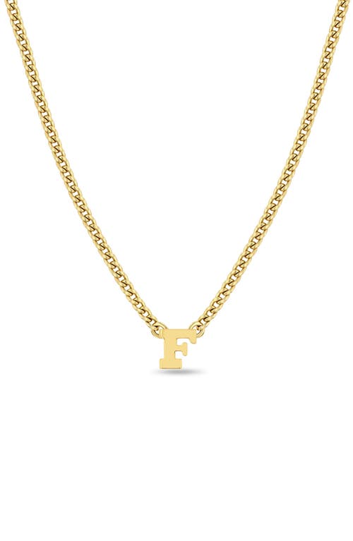 Zoë Chicco Curb Chain Initial Pendant Necklace in Yellow Gold-F at Nordstrom, Size 16