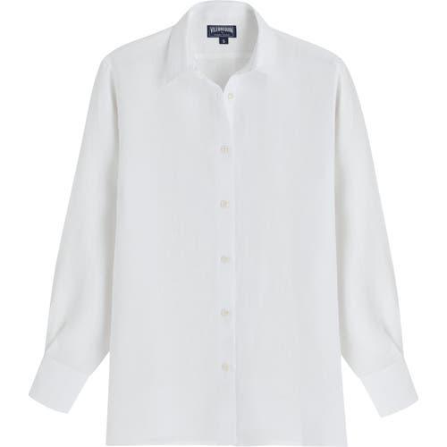 Shop Vilebrequin Solid Linen Shirt- X Angelo Tarlazzi In Blanc