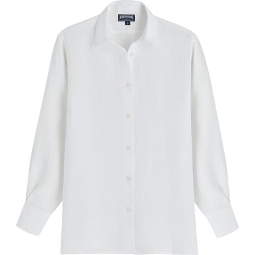 Shop Vilebrequin Solid Linen Shirt-  X Angelo Tarlazzi In Blanc