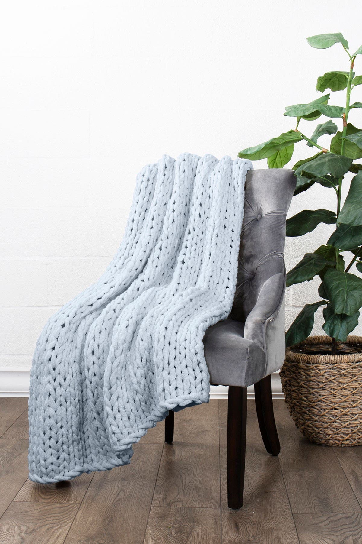 Ienjoy Home Home Collection Premium Chunky Knit Blanket In Light Blue