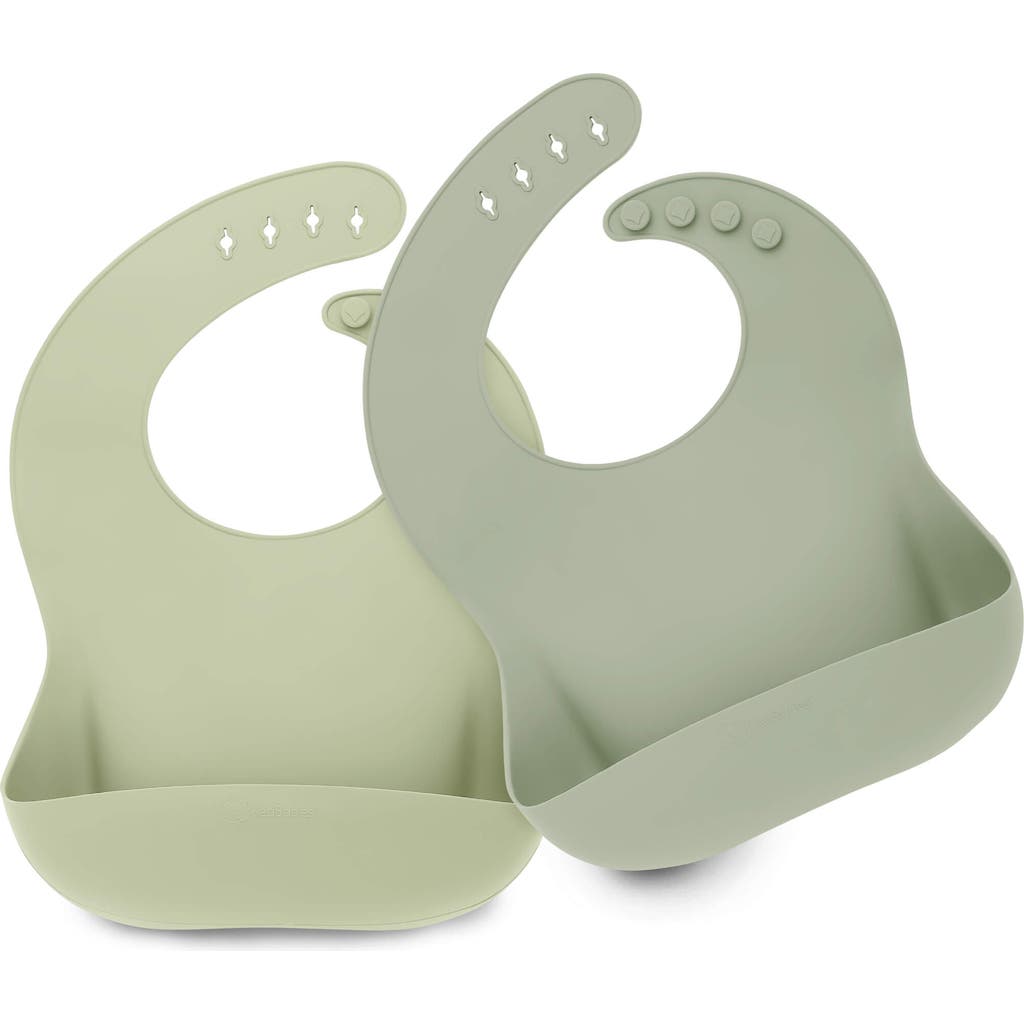 Keababies Prep Silicone Bibs In Sage