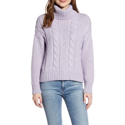 Ceny Cable Knit Turtleneck Sweater, Purple