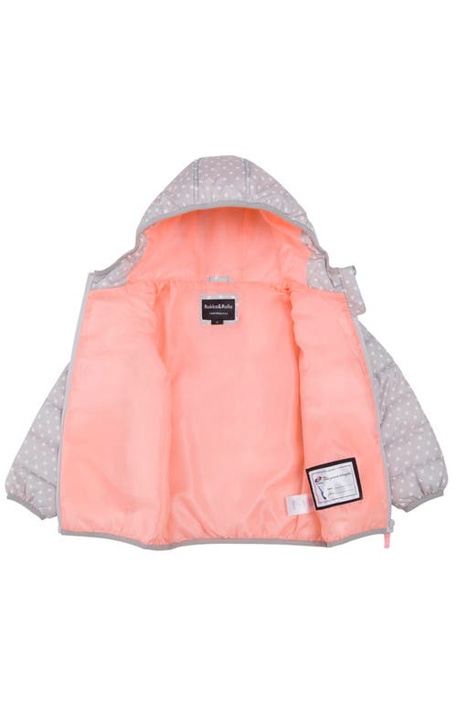 Rokka&rolla Toddler Lightweight Puffer Jacket In Light Gray Polka Dot