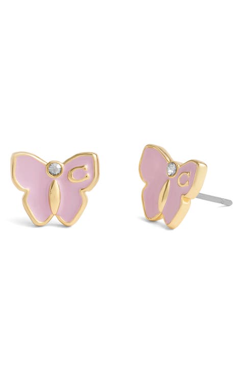 Coach rose online gold earrings