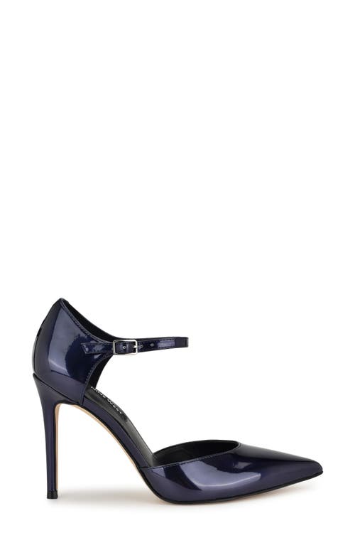 Shop Nine West Fiere Ankle Strap Pointed Toe Pump In Dark Blue