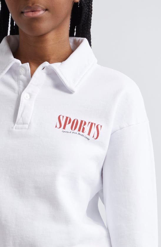 Shop Sporty And Rich Sporty & Rich Sports Long Sleeve Crop Polo In White