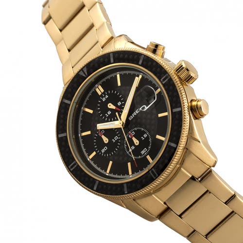 Shop Breed Maverick Chronograph Leather-band Watch W/date In Gold