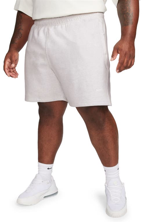 Nike Solo Swoosh Fleece Sweat Shorts In Birch Heather/white