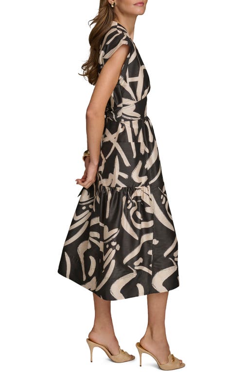 Shop Donna Karan New York Abstract Print Midi Dress In Black/light Canvas