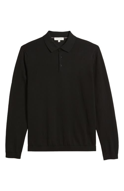 Shop Jack Victor Redfern Long Sleeve Wool Blend Polo Sweater In Black