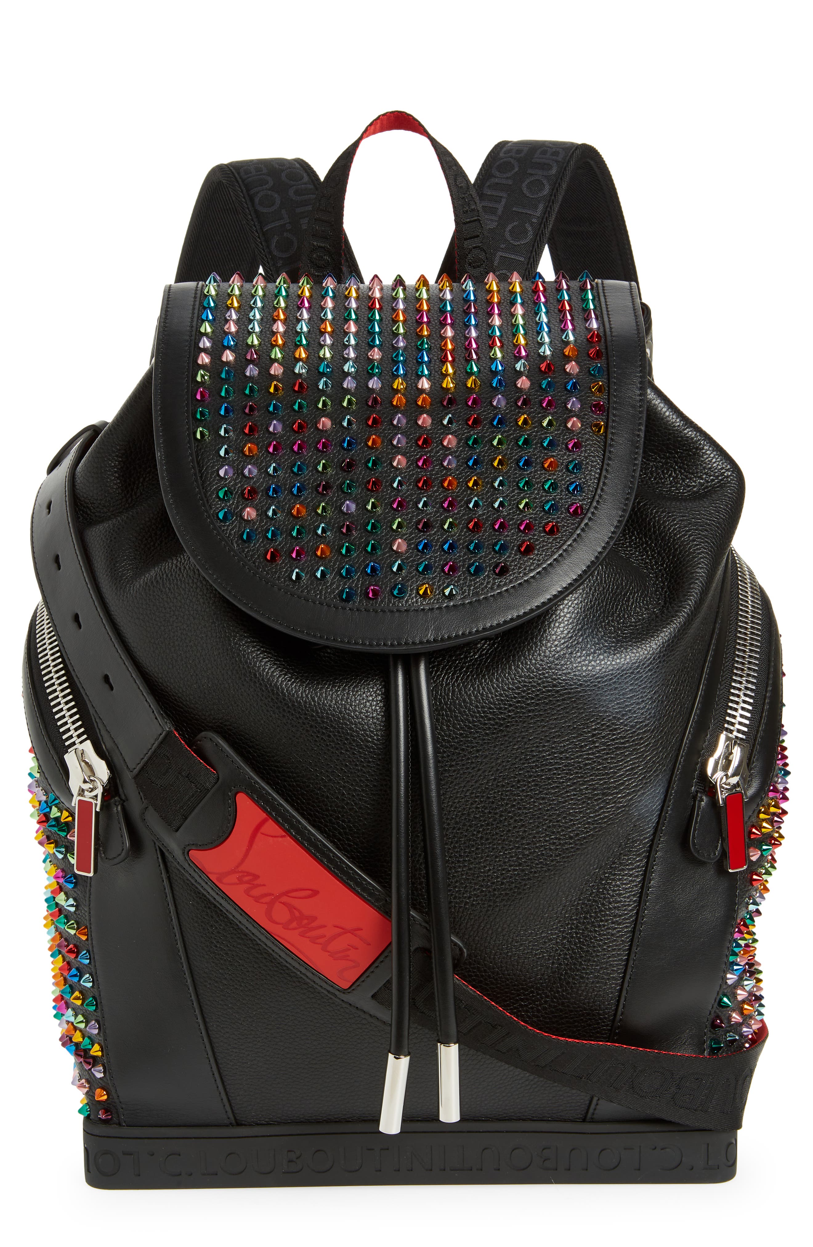 Christian Louboutin Explorafunk Spikes Calfskin Leather Backpack in Black/Black/Multi