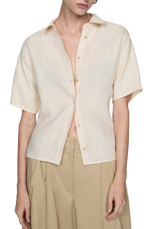 Mango Short Sleeve Linen-blend Shirt Sand In Sand