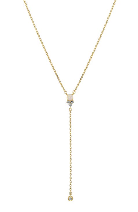 Opal & CZ Pendant Necklace