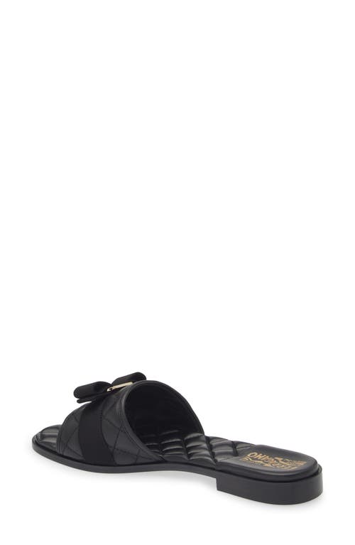 Shop Ferragamo Vara Bow Quilted Slide Sandal In Nero