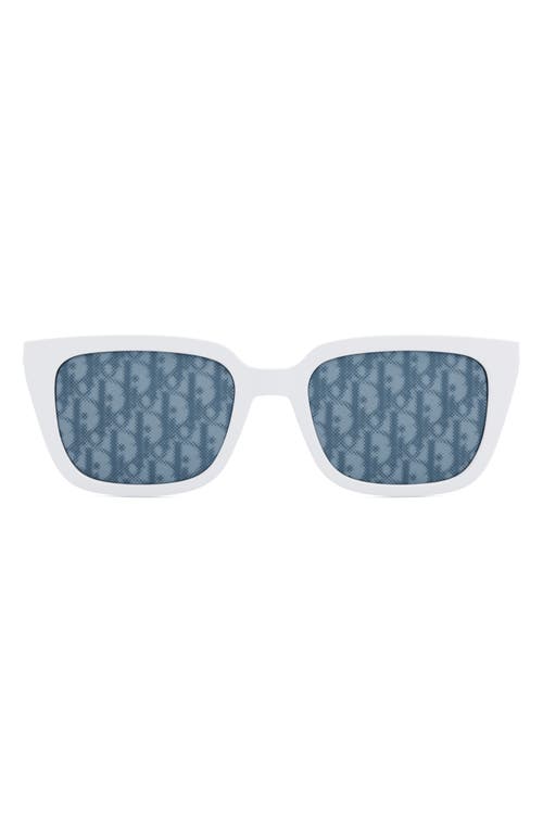 Shop Dior 'b27 S2i 55mm Square Sunglasses In White/blu Mirror