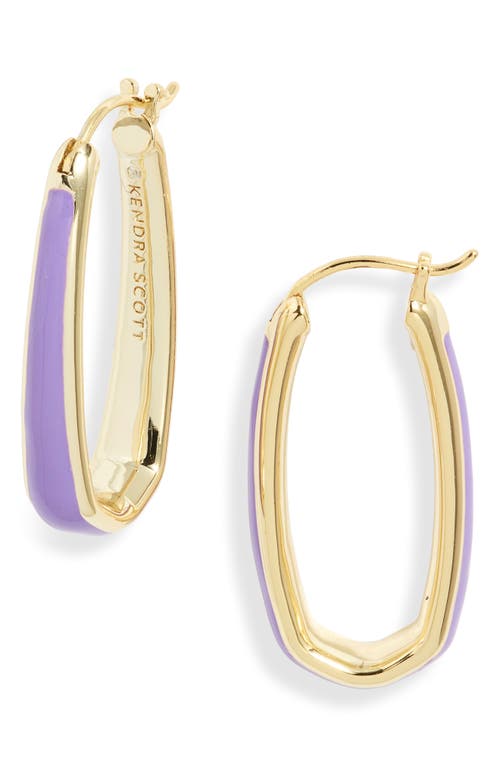 Kelsey Enamel Hoop Earrings in Gold Purple Enamel