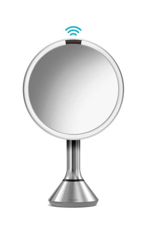 8-Inch Sensor Rechargeable Tabletop Mirror in Brushed Stainless Steel
