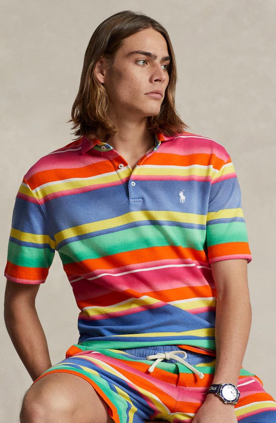 Shop Polo Ralph Lauren Stripe French Terry Polo In Marais Stripe