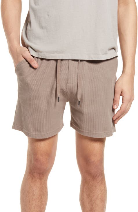 Drawstring Stretch Cotton Waffle Shorts