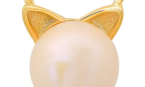 Queen Jewels Kitty Cat Imitation Pearl Pendant Necklace In Gold