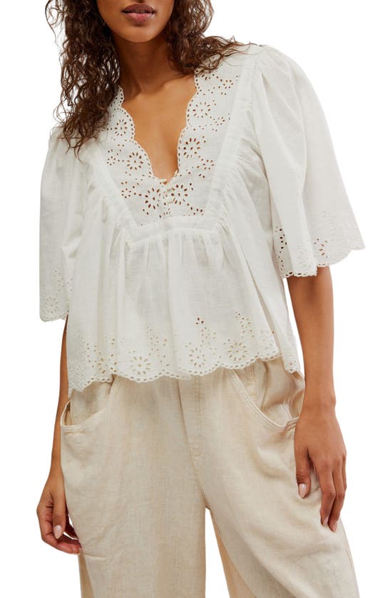 Shop Free People Costa Eyelet Top In Bright White