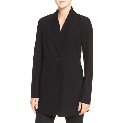Eileen Fisher Washable Stretch Crepe Stand Collar Jacket