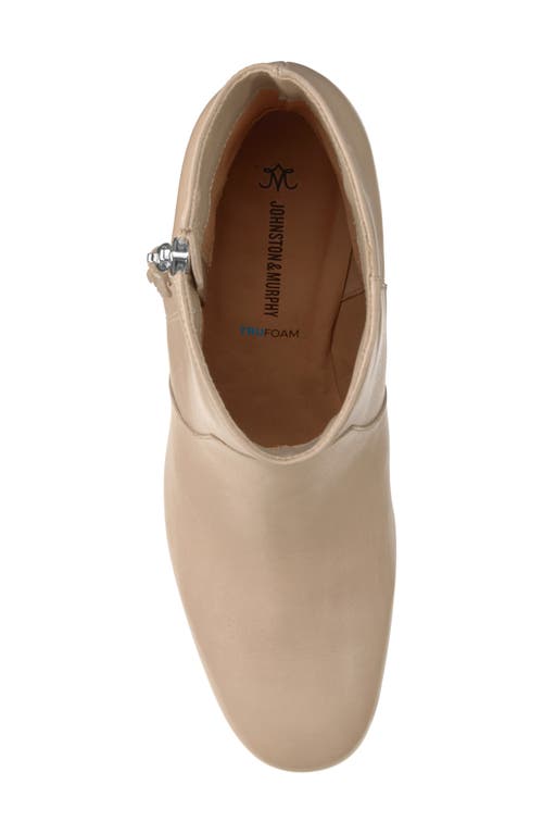 Johnston & Murphy Eleanor Block Heel Bootie In Beige Calfskin