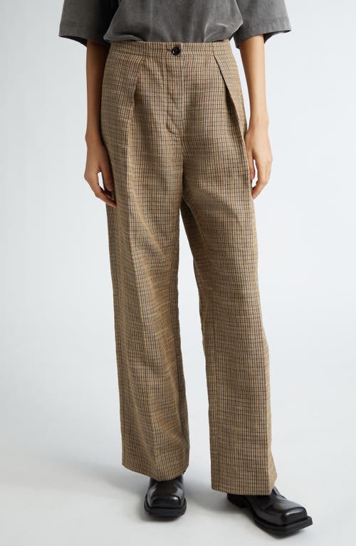 Acne Studios Pernille Check Linen Blend Trousers Multi Brown at Nordstrom, Us