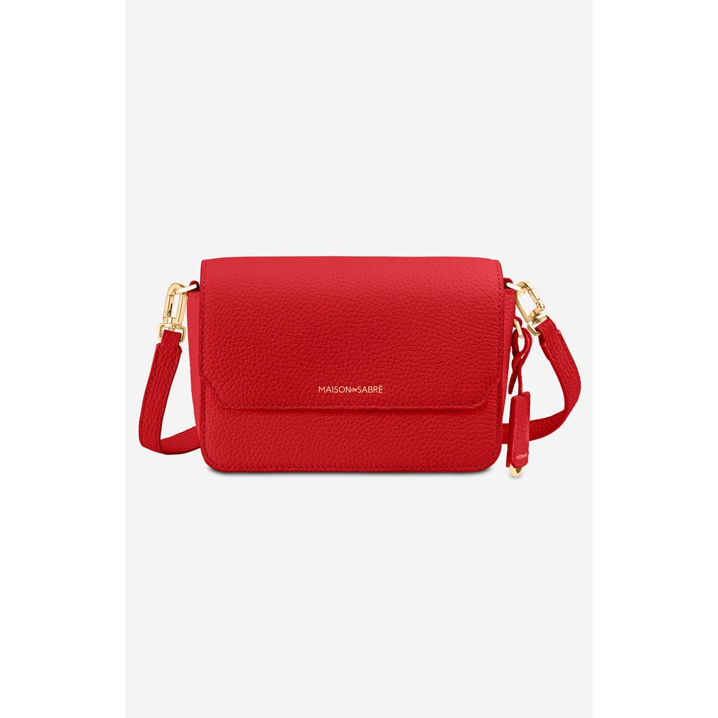 Maison De Sabre Maison De Sabré Mini Leather Flap Bag In Pomegranate Red