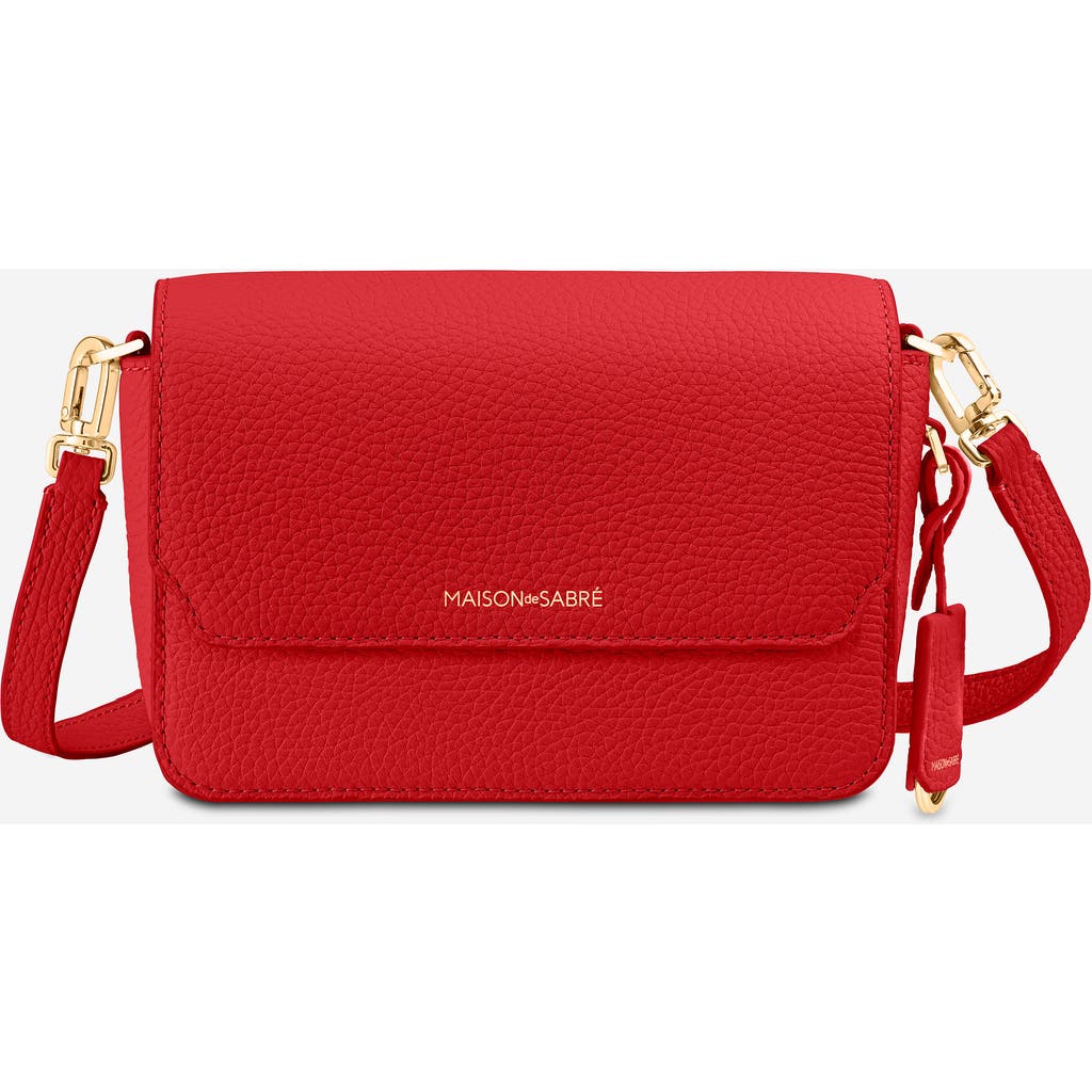 Maison De Sabre Maison De Sabré Mini Leather Flap Bag In Pomegranate Red