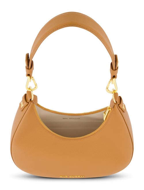 Mac Duggal Gold Plated Hardware Grain Leather Hobo Bag In Toffee