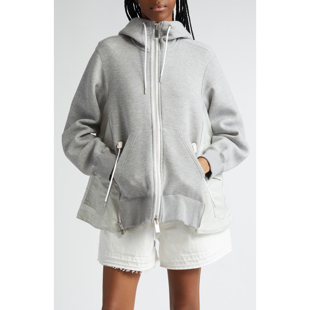 Sacai Ma-1 Side Gusset Sponge Hoodie In L/gray × L/gray