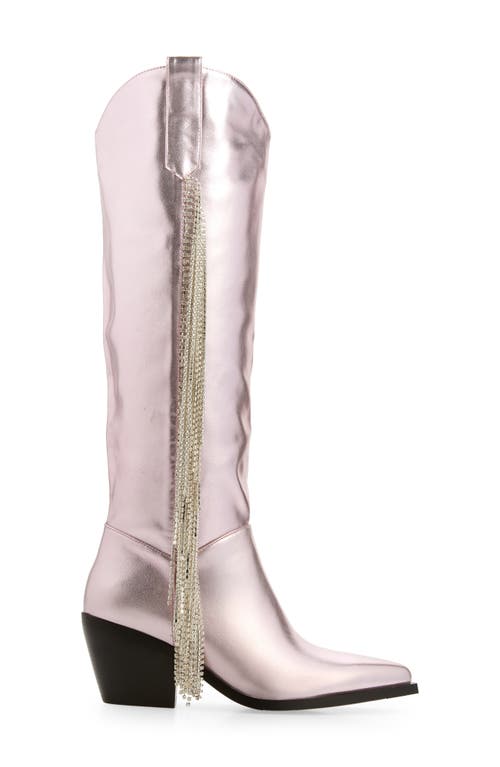 Shop Azalea Wang Joydistrict Rhinestone Fringe Pointed Toe Boot In Pink