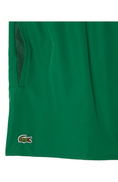 Shop Lacoste Recycled Polyester Swim Trunks In Khi Roquette/vert