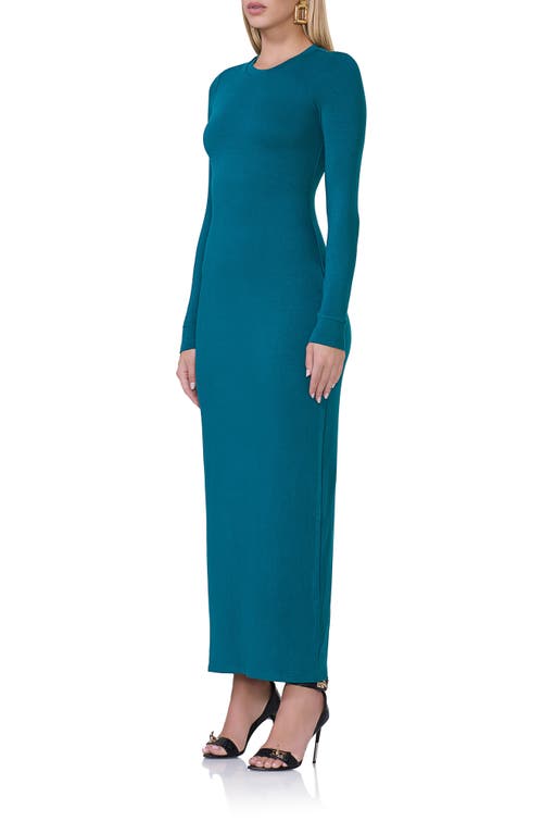 Shop Afrm Didi Long Sleeve Jersey Maxi Dress In Spruce