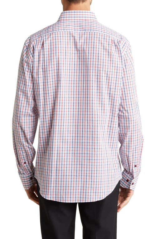 Lorenzo Uomo Check Print Trim Fit Long Sleeve Cotton Button-up Shirt In White/navy/red